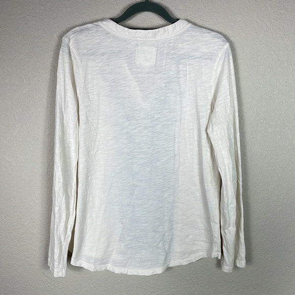 Beach Lunch Lounge Cotton Knit White Embroidered Boho Long Sleeve Top Sz M - Picture 2 of 7